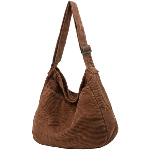 Canvas Tote Bag Casual Hobo Crossbody Shoulder Bag for Women and Men Large Purse Messenger Bag Travel Work - color: 2-brown
