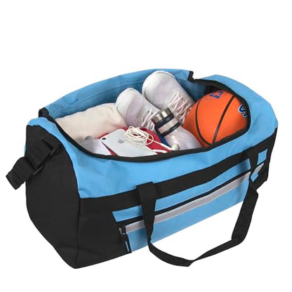 40 Liter, 22 Inch Reflective Duffle Bag with Shoulder Strap for Men, Women, Travel - color: Light Blue