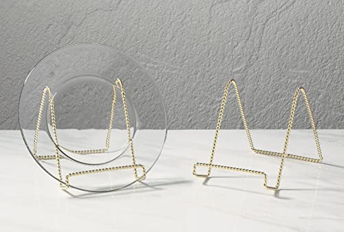 TRIPAR Decorative Twisted Wire Stand, Brass Display (6 Inch Depth) Tabletop Easel Sleek & Modern Look - Perfect for Books, Plates, Photos & More - color: Brass, size: 6 Inch