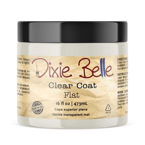Dixie Belle Paint Company - Clear Coat Flat (16oz) - Polyacrylic Topcoat | Soft Matte Finish Polyacrylic Topcoat - Chalk-Friendly Furniture Paint Finish - color: Flat, size: 16 Fl Oz (Pack of 1)