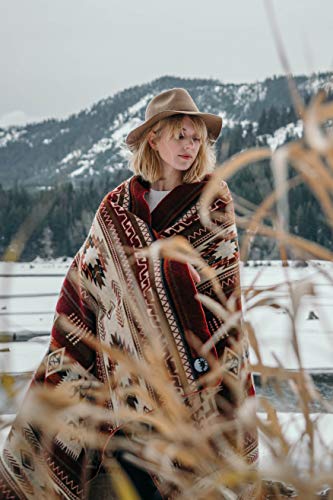 Inca Aztec Throw, Queen, King Blanket | Southwest Indian Navajo Boho Style | Native Cover for Camping, Bedding, Couch, Vanlife | Faux Alpaca, Lightweight, Hypoallergenic (Vinincunca Maroon, Throw) - color: Vinicunca Maroon, size: Throw Blanket