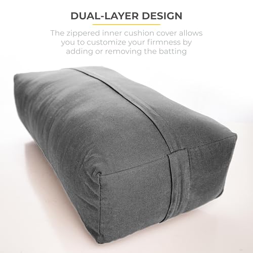 Firm Large Yoga Bolster, 24x12x6in - color: Cool Gray - Zippered Cover, size: 1 Pack