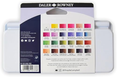 Daler-Rowney Aquafine Watercolor Paint Set, Shayda Campbell Artist Palette, Plastic Travel Set, 24 Half Pans, Assorted Colors, 1 Count - size: 24 Count (Pack of 1), style: Shayda Campbell