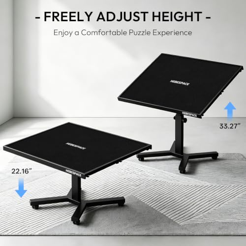 1500 Piece Jigsaw Puzzle Table with Legs, 35.43"x27.87" Metal Puzzle Tables for Adult (Stability Tested & Ergonomic), Adjustable Height & Tilt Angle, Wooden Puzzle Board with 4 Drawers & Cover - color: Black（1500pcs）
