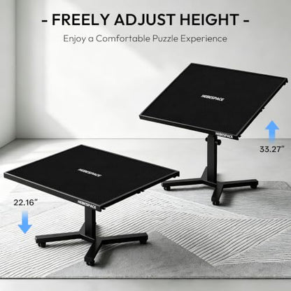 1500 Piece Jigsaw Puzzle Table with Legs, 35.43"x27.87" Metal Puzzle Tables for Adult (Stability Tested & Ergonomic), Adjustable Height & Tilt Angle, Wooden Puzzle Board with 4 Drawers & Cover - color: Black（1500pcs）