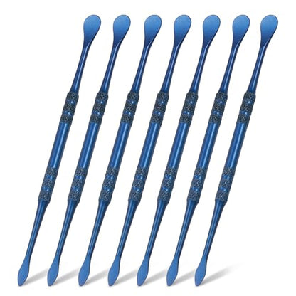 HARFINGTON 7pcs Wax Carving Tool 4.75" Double-Headed Stainless Steel Sculpture Tools Kit Modeling Engraving Sculpting Spoons for Clay Pottery Crafts Shaping, Navy Blue - color: Navy Blue