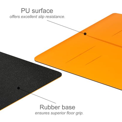 Natural Rubber Yoga Mat - Non Slip Non Toxic - 5mm Thick Yoga Mat for Hot Yoga/Pilates - Extra Large 26.8’’ with Alignment Guide - Sweat Proof - with Carrying Bag - color: Vibrant Orange