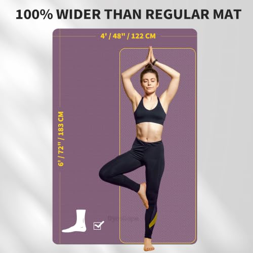 Extra Large Yoga Mat – 72"x48" or 78"x57", 1/4"–1/2" Thick Mat for Women & Men, TPE Non-Slip Pilates Mat for Home Gym, Yoga, Stretching, Meditation - color: Dark Purple, size: 72x48x1/4inch
