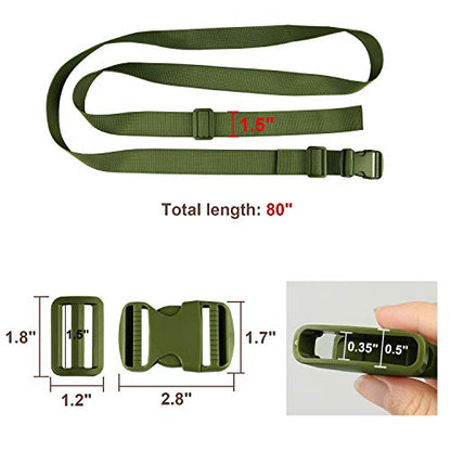 MAGARROW 65" 1.5" Utility Straps with Buckle Adjustable, 4-Pack (Army Green (4-PCS)) - color: Army Green, size: 1.5 in x 5.4 ft