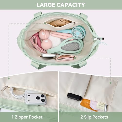 WLLWOO Thick Yoga Mat Bag Women Gym Tote Breathable Mesh Holder Wet Pocket | Carryall Lightweight Waterproof Shoulder for Pilates Travel Beach Workout Fitness Carrier - color: Mint Green