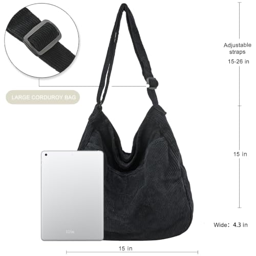 Canvas Tote Bag Casual Hobo Crossbody Shoulder Bag for Women and Men Large Purse Messenger Bag Travel Work - color: 2-black