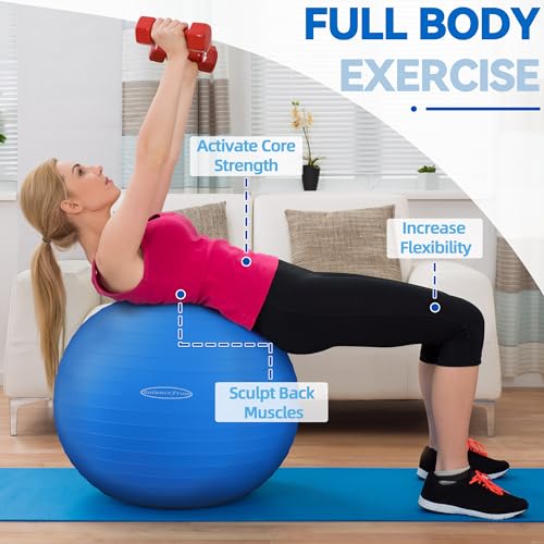 Fitvids Anti-Burst and Slip Resistant Exercise Ball Yoga Ball Fitness Ball Birthing Ball with Quick Pump - color: Blue, size: S(15-18in/38-45cm)