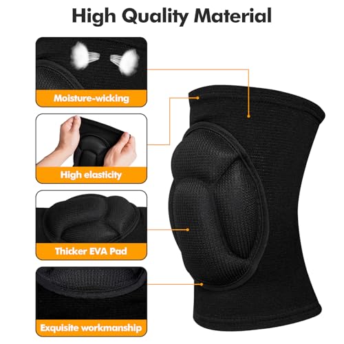 Protective Knee Pads, Thick Sponge Anti-slip,Women's/Men's Knee Pads for Volleyball, Rock Climbing, Cycling, Dancing, Gardening, Gardening, Flooring, House Cleaning, Construction Work with Thick EVA Foam Liner Black S - size: Small