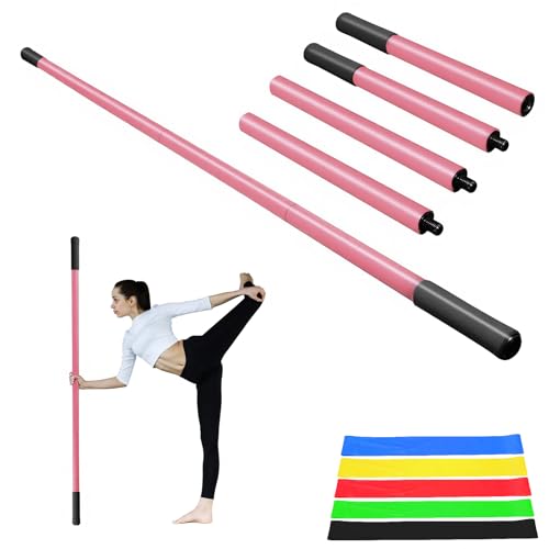 5ft Yoga Stick - Sturdy Steel Adjustable Stretching Stick for Mobility,Flexibility & Balance | Non-Slip Ends & Foam Handles | Exercise Pole for Fitness,Physical Therapy,Posture Correction - color: Pink