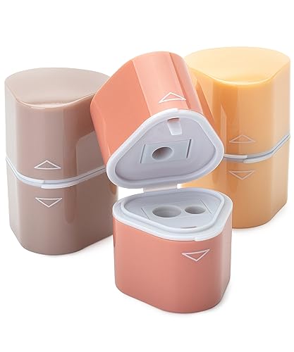 Mr. Pen- Pencil Sharpeners Manual, 3 Pack, 3 Holes, Colorful | Handheld Pencil Sharpener, Large Waste Box, Compatible with Standard and Jumbo Pencils, Stainless Steel Blade for Kids - color: Boho Colors, size: 3 Pack
