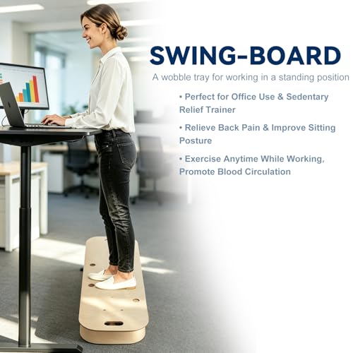 Wooden Balance Board & Wobble Board with Spring System,Adjustable Balance Board for Standing Desk,Stability Trainer for Physical Therapy,Core Strength,Posture Improvement & Home Office Use
