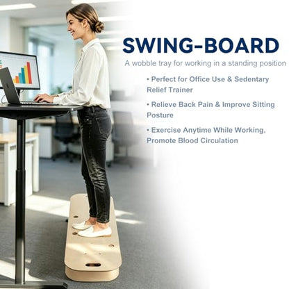Wooden Balance Board & Wobble Board with Spring System,Adjustable Balance Board for Standing Desk,Stability Trainer for Physical Therapy,Core Strength,Posture Improvement & Home Office Use