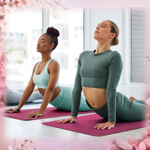 Timgle 12 Pack Yoga Mat Bulk, 4mm Thick Extra Long Sports Mat Anti Slip Tear Resistant Yoga Exercise Set for Fitness Stretching Home Workout Gym and Studio - color: Berry Purple