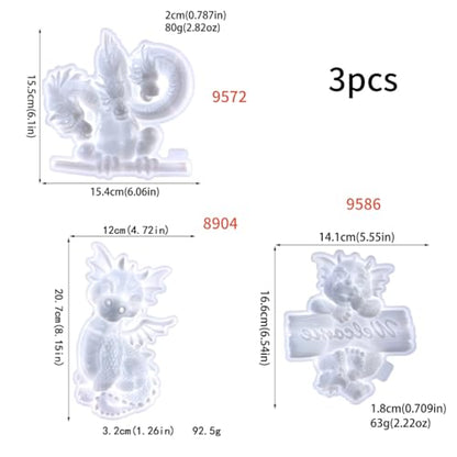 3D Dragon Wall Decor Silicone Molds Set, Welcome Sign and Baby Dragon Resin Casting Molds, DIY Home Decoration