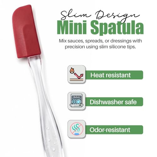 Evelots 6-Piece Mini Spatula Set, Small Silicone Spatulas for Baking | Small BPA-free silicone utensils resist heat up to 446°F; ideal for mixing, scraping, spreading & reaching jars and bowls. - size: Set of 6
