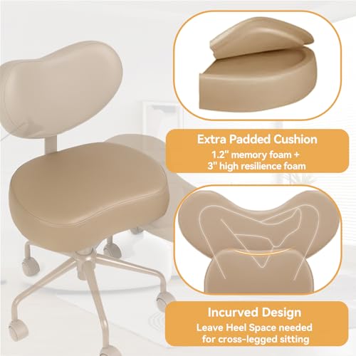 Pipersong Meditation Chair Plus, Cross Legged ADHD Office Desk Chair, Black | Memory Foam Padded Cushion, Exclusive Cresent Footstool Design, Ergonomic Backrest, Thick Certified Wood Board - color: Black, size: 17.5" Seat