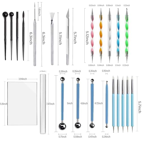 Polymer Clay Tools 23pcs Modeling Clay Sculpting Tools Set Polymer Clay Sculpting Carving Tools Including Molding Rods,Drill Pen, Carving Tool