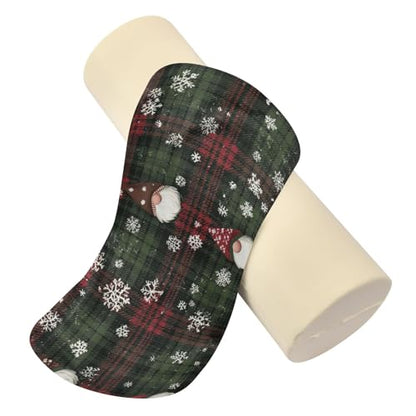 Christmas Gingham Gnome and Snowflakes Neck Roll Pillow Bolster Round Health Memory Foam Long Cervical Cylinder Pillows with Removable Washable Cover for Body Bed Legs Back Yoga - color: Christmas Gingham Gnome and Snowflakes