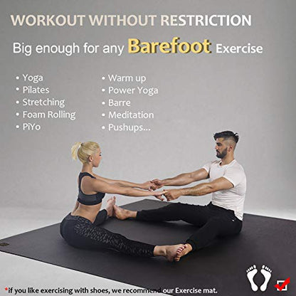 GXMMAT Large Yoga Mat 12'x6'/10'x6'/6'x8'(7mm) - color: Black Real, size: 6*10 FT
