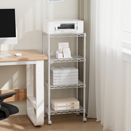 Golpart 4Tier Adjustable Storage Shelves Metal Wire Shelving Standing Shelf - color: White, size: 4-tier-11.6"Dx17.6"Wx44.2"H