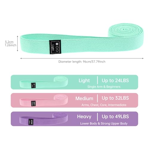 3-Pack Cloth Fabric Resistance Bands for Home Workout - color: Pink, Green, Purple