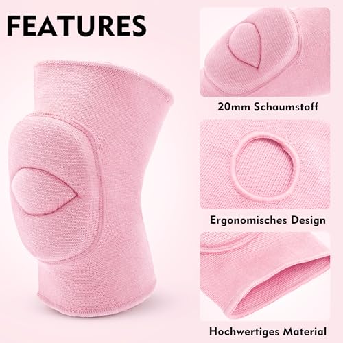 Knee Pads Volleyball Girls Kids Youth Women Men 7.8" Thick Padded Dance Knee Pad Soft Stretchy Knee Brace Breathable Knee Protector for Basketball Football Wrestling Pole Dance Yoga Knee Sleeve 1 Pair - color: Pink, size: Large
