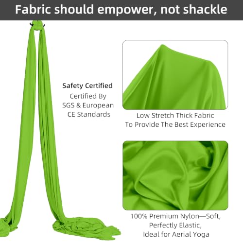 PRIOR FITNESS Pro Aerial Silks, SGS&CE Certified, 15/20/25Yards Fabric - color: Fruit Green, size: 25yard