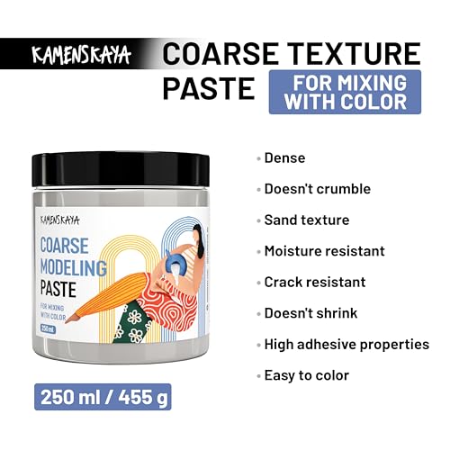 KAMENSKAYA Coarse Modeling Paste for Textured Art and Acrylic Painting (Texture Paste for Canvas) - 8.45 fl oz (250 ml) - color: Coarse – Natural, size: 8.45 Fl Oz (Pack of 1)