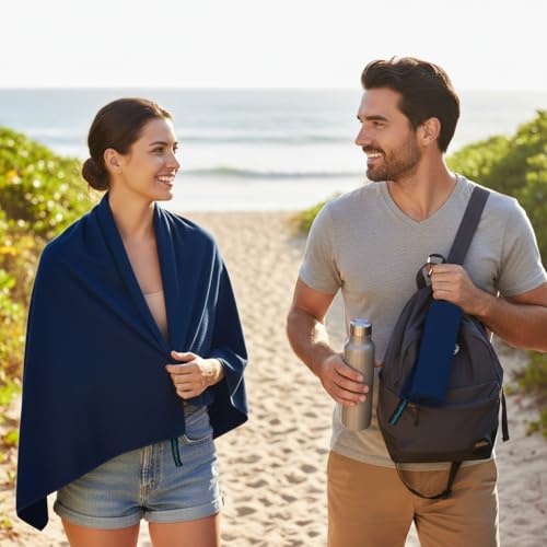 2-Pack Microfiber Towel - XXL Travel Quick Dry and Extra Soft Microfiber Towels, Lightweight and Compact for Gym, Swim Practice, Travel, Backpacking, Camping, RV, Beach, Camping - color: Navy Blue