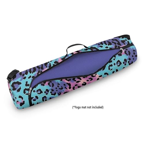 Yoga Mat Bag for Women & Men Full-Zip Yoga Mat Carrier Bag for Class Workout Park with Adjustable Strap - color: Blue Purple Leopard