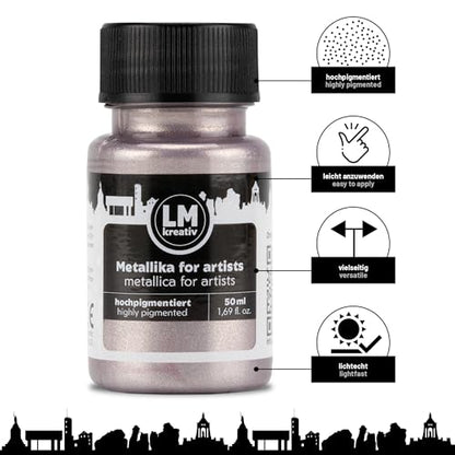 Metallic Acrylic Paint 1.69 fl oz - Rose - Premium Metallic Paint for Artists and Crafters. High Coverage, Lightfast & Durable. Ideal for Canvas, Wood, Ceramic & More - color: Rose