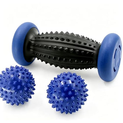 3 in 1 Foot Roller for Plantar Fasciitis Pain Relief – Deep Tissue Foot Massage Kit for Arch & Heel Pain, Includes Lacrosse & Spiky Massage Ball