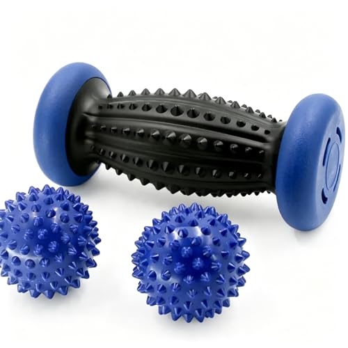 3 in 1 Foot Roller for Plantar Fasciitis Pain Relief – Deep Tissue Foot Massage Kit for Arch & Heel Pain, Includes Lacrosse & Spiky Massage Ball