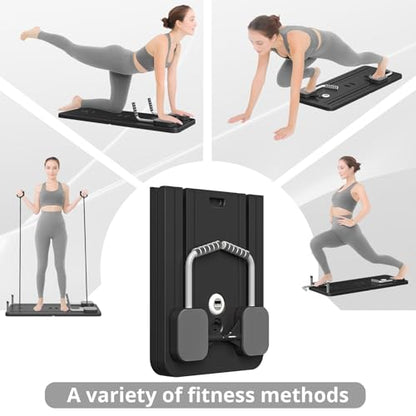 JANUA Pilates Board - Pilates Reformer Set, Multi-Purpose Foldable Pilates Reformer Board for Home, 5 in 1 Pilates Sliding Board - color: Black