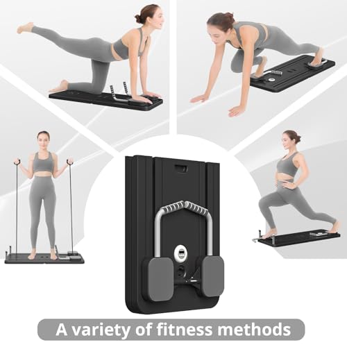 JANUA Pilates Board - Pilates Reformer Set, Multi-Purpose Foldable Pilates Reformer Board for Home, 5 in 1 Pilates Sliding Board - color: Black