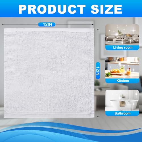 Washcloths Set, 6-Pack Cotton Wash Cloths, 12x12 Inch, White - color: D-white 6 Pack
