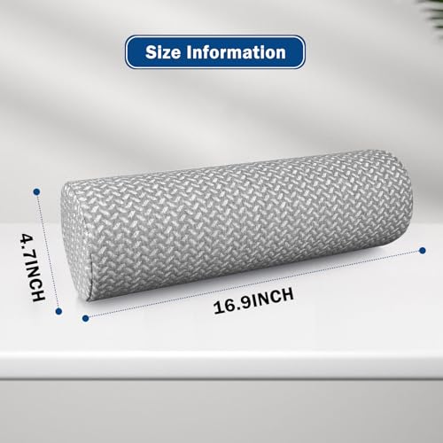 Cervical Neck Roll Pillow, Foam Round Bolster Pillow, Cylinder Pillows with Removable Washable Cover for Sleeping, Bed, Legs, Back, Yoga, Travel, Home, Office (Gray Style 1, 4.7inch H X 17inche L) - color: Gray Style 1, size: 4.7inch H X 17inche L