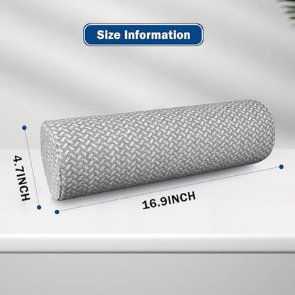Cervical Neck Roll Pillow, Foam Round Bolster Pillow, Cylinder Pillows with Removable Washable Cover for Sleeping, Bed, Legs, Back, Yoga, Travel, Home, Office (Gray Style 1, 4.7inch H X 17inche L) - color: Gray Style 1, size: 4.7inch H X 17inche L