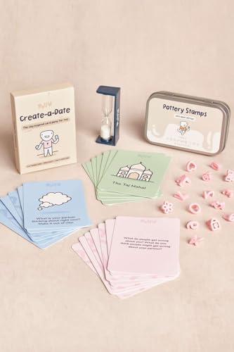 Pott'd Air Dry Clay for Adults Date Night Special Edition. Beginners Home Pottery Kit. DIY Craft Kit for Adults. Kit Includes: Air-Dry Clay, Tools, Paints, Brushes, Sealant, How-to-Guides - style: Date Night Special Edition