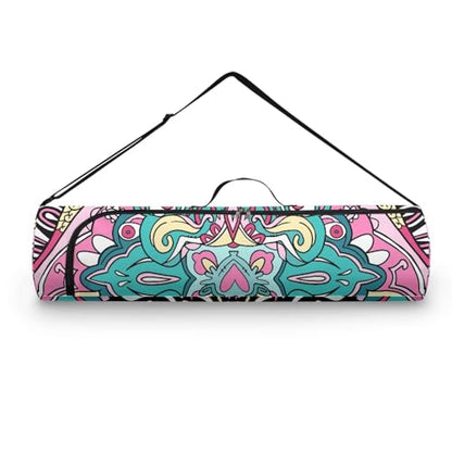 Yoga Mat Bag Portable Yoga Mat Holder with Adjustable Strap Lighweight Gym Tote Bag with Handle - color: Boho Mandala Pink