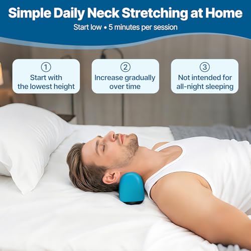Adjustable Neck Stretcher Device with Screw Micro-Adjustment, Cervical Traction for Neck Pain Relief, Ergonomic C-Curve for Controlled Daily Stretching