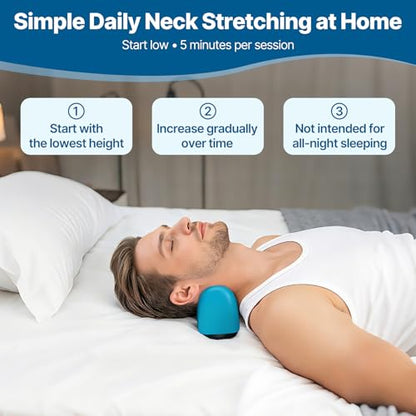 Adjustable Neck Stretcher Device with Screw Micro-Adjustment, Cervical Traction for Neck Pain Relief, Ergonomic C-Curve for Controlled Daily Stretching