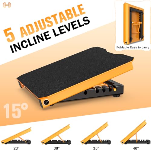 Metal Slant Board Calf Stretcher for Squat, Incline Balance Board - color: Yellow