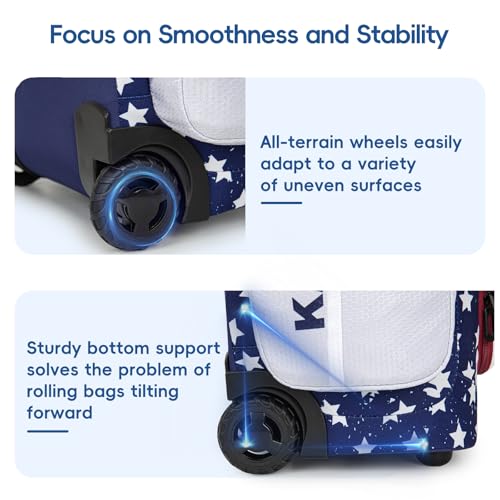 KAVIGOR Rolling Baseball Bag with Wheels, 60L Capacity Softball Bag Holds 4 Bats for Boys and Girls, Youth Equipment Bag with Shoe Compartment - color: Red White & Blue