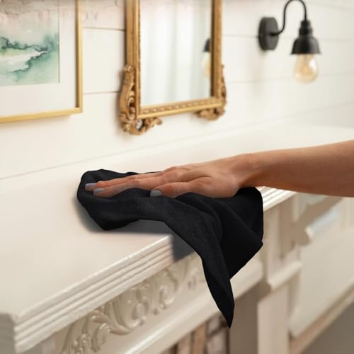 Avalon Towels Microfiber Cleaning Cloths (Value Pack of 12) - Size 12 x 12 Inches, Highly Absorbent Cleaning Rags, Lint Free, Reusable and Washable, Microfiber Towels for Cars - color: Black, size: Pack of 12 - 12x12 Inches